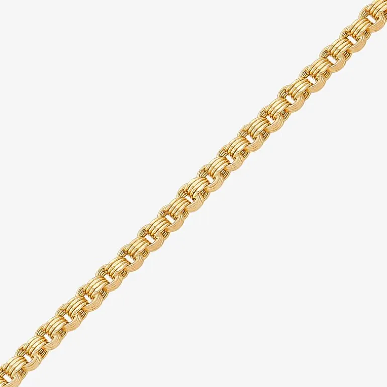 Womens 14K Gold 10 Inch Hollow Link Ankle Bracelet