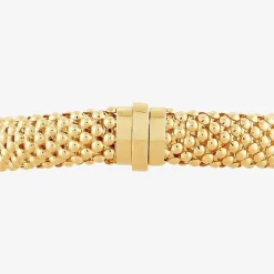 Womens 14K Gold 7.25 Inch Hollow Popcorn Chain Bracelet
