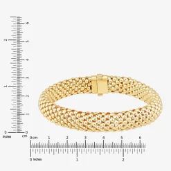 Womens 14K Gold 7.25 Inch Hollow Popcorn Chain Bracelet