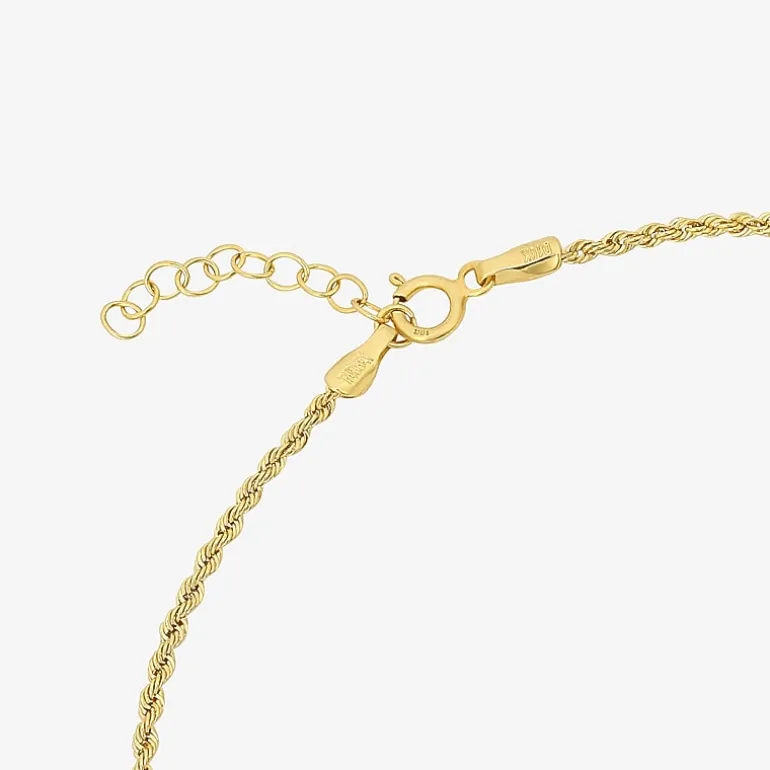 Womens 10K Gold 9 Inch Hollow Rope Ankle Bracelet