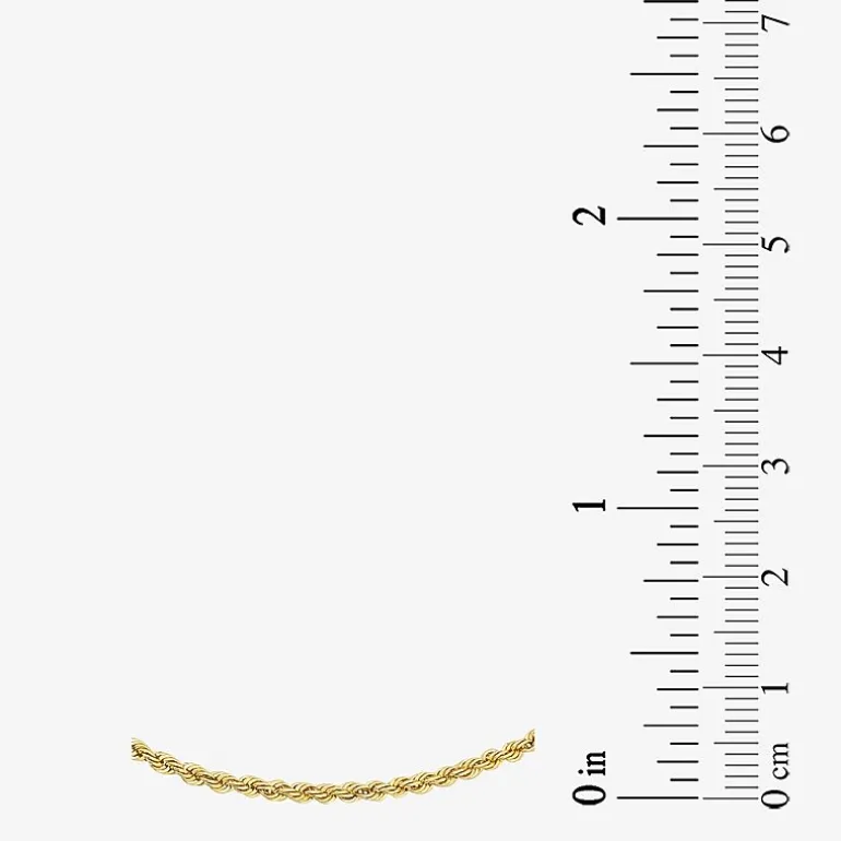 Womens 10K Gold 9 Inch Hollow Rope Ankle Bracelet