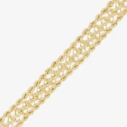 Womens 14K Gold 7.5 Inch Hollow Rope Chain Bracelet