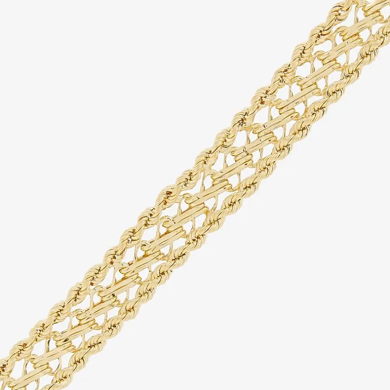 Womens 14K Gold 7.5 Inch Hollow Rope Chain Bracelet