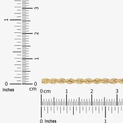 Womens 10K Gold 7.25 Inch Hollow Rope Chain Bracelet