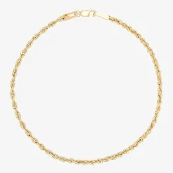 Womens 10K Gold 7.25 Inch Hollow Rope Chain Bracelet