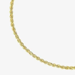 Womens 10K Gold 9 Inch Hollow Rope Ankle Bracelet