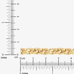 Womens 14K Gold 7.5 Inch Hollow Wheat Chain Bracelet