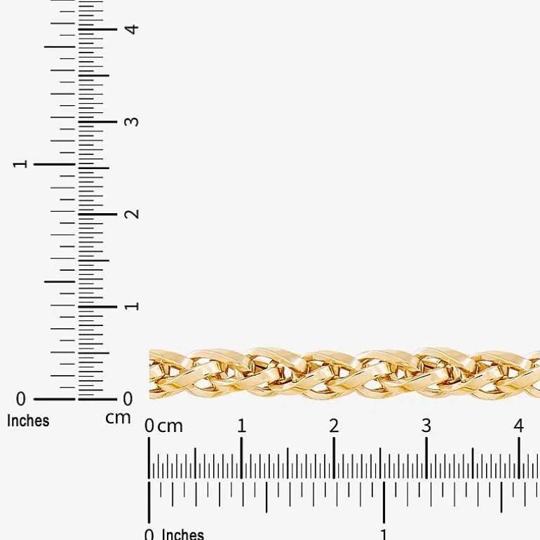Womens 14K Gold 7.5 Inch Hollow Wheat Chain Bracelet