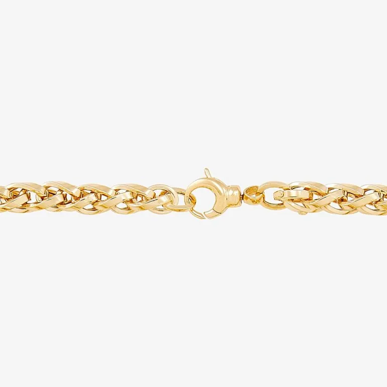 Womens 14K Gold 7.5 Inch Hollow Wheat Chain Bracelet