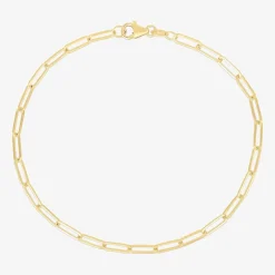 Womens 14K Gold 10 Inch Paperclip Ankle Bracelet