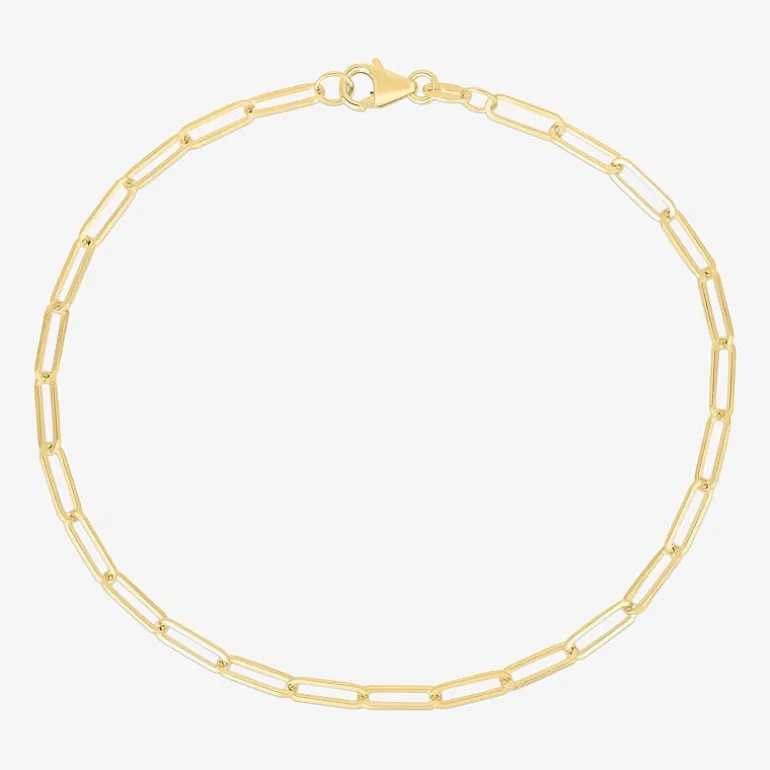 Womens 14K Gold 10 Inch Paperclip Ankle Bracelet