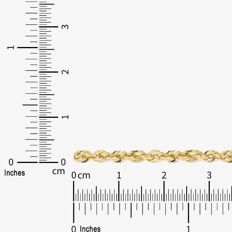 Womens 10K Gold 16 Inch Rope Chain Necklace