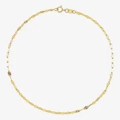 Womens 14K Gold 10 Inch Solid Fashion Ankle Bracelet