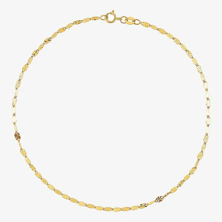 Womens 14K Gold 10 Inch Solid Fashion Ankle Bracelet