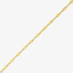 Womens 10K Gold 7.25 Inch Solid Link Chain Bracelet