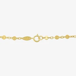 Womens 10K Gold 7.25 Inch Solid Link Chain Bracelet