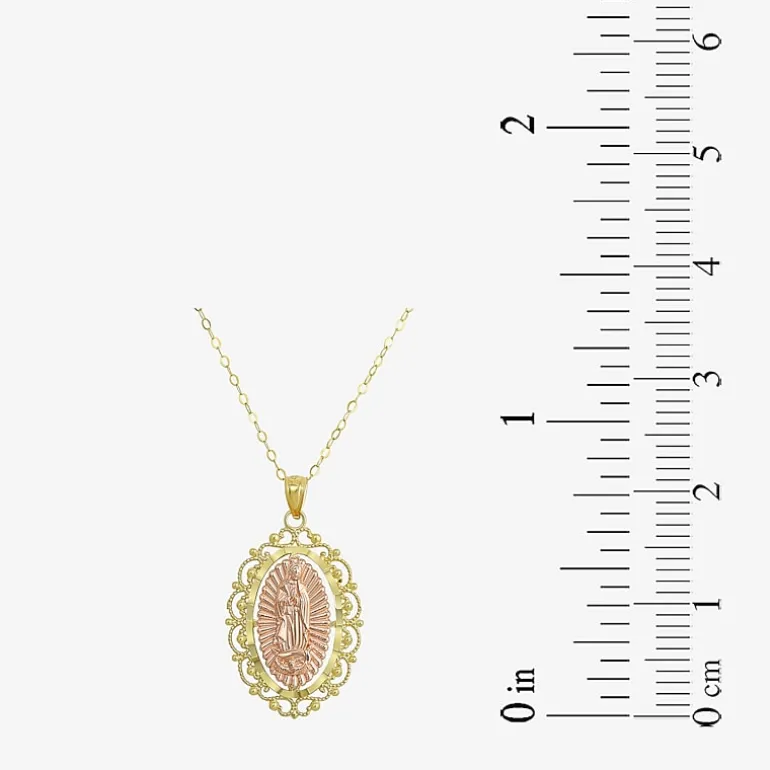 Womens 14K Gold Lady of Guadalupe Oval Pendant