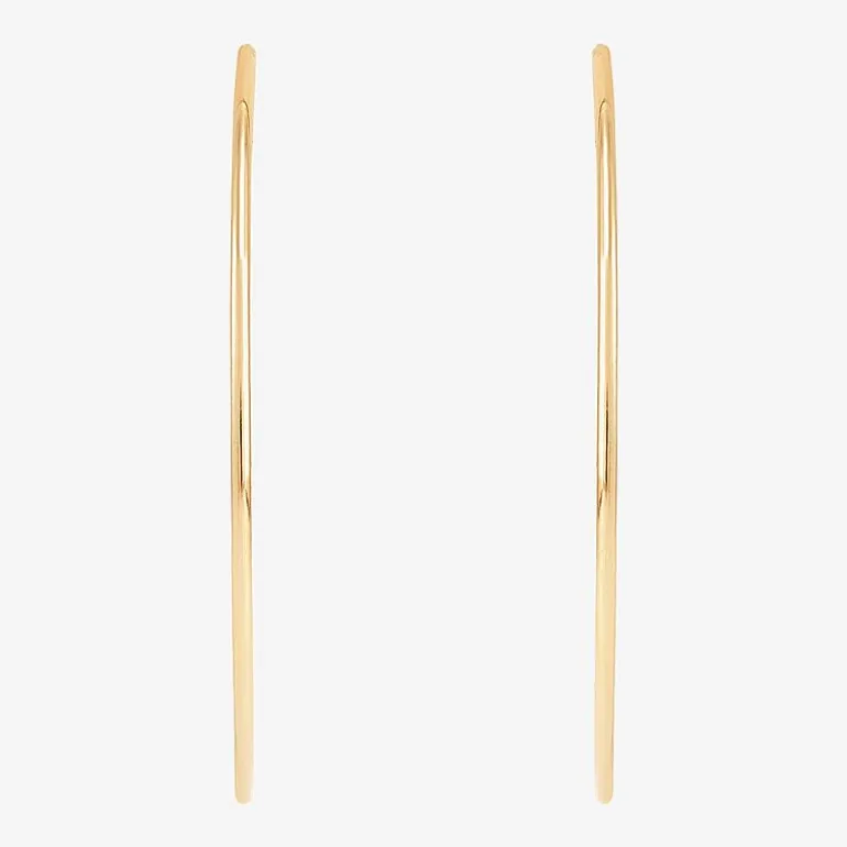Womens 14K Gold 30mm Circle Round Hoop Earrings
