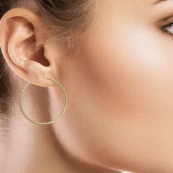 Womens 14K Gold 37mm Hoop Earrings