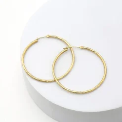 Womens 14K Gold 37mm Hoop Earrings