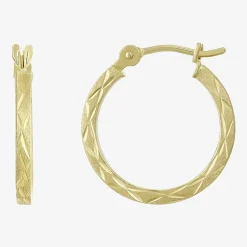 Womens 14K Gold 15mm Hoop Earrings