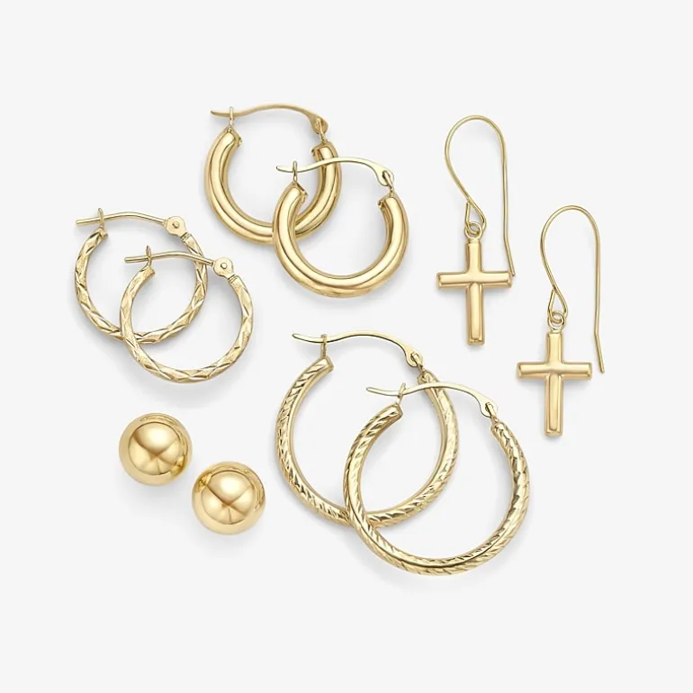 Womens 14K Gold 15mm Hoop Earrings