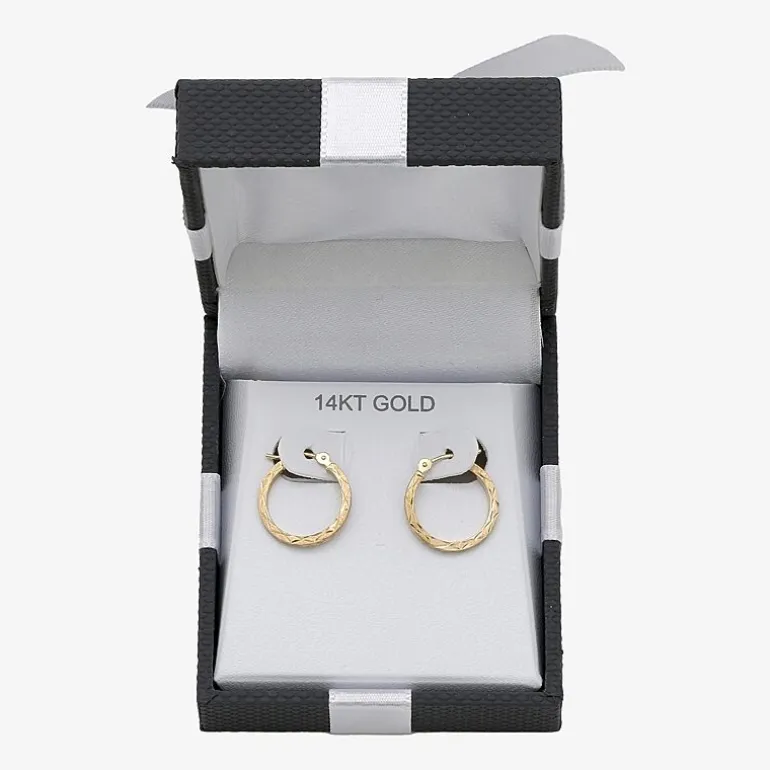 Womens 14K Gold 15mm Hoop Earrings