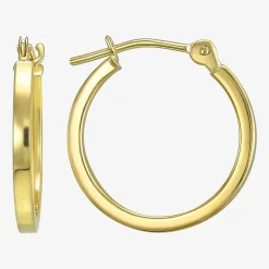 Womens 14K Gold 15.2mm Hoop Earrings