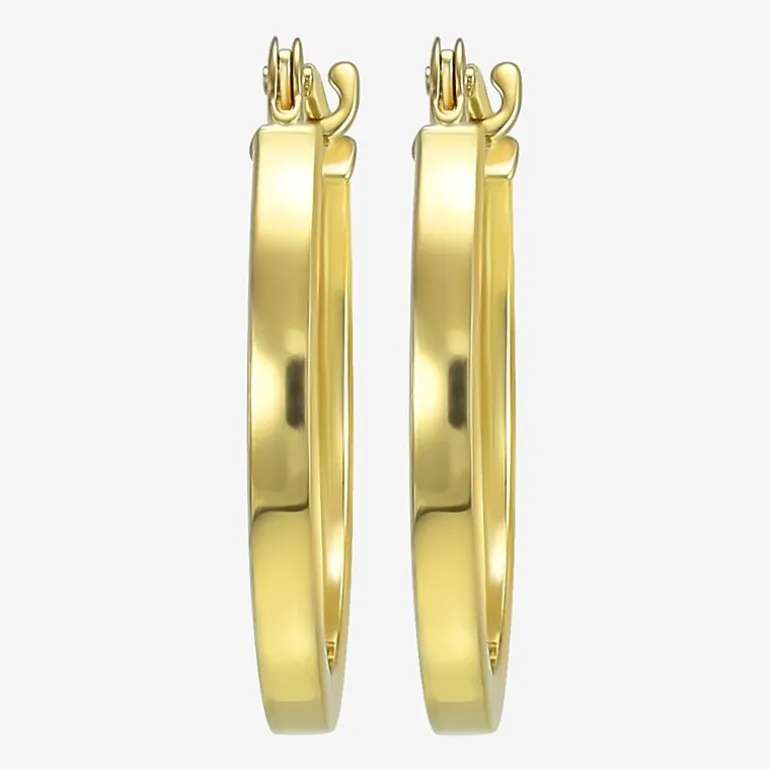 Womens 14K Gold 15.2mm Hoop Earrings