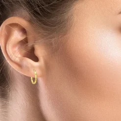 Womens 14K Gold 15.2mm Hoop Earrings