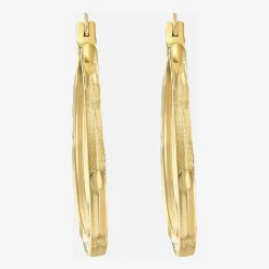 Womens 14K Gold 20mm Oval Hoop Earrings