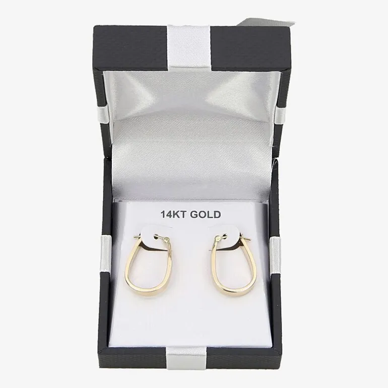 Womens 14K Gold 18mm Oval Hoop Earrings