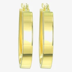 Womens 14K Gold 18mm Oval Hoop Earrings
