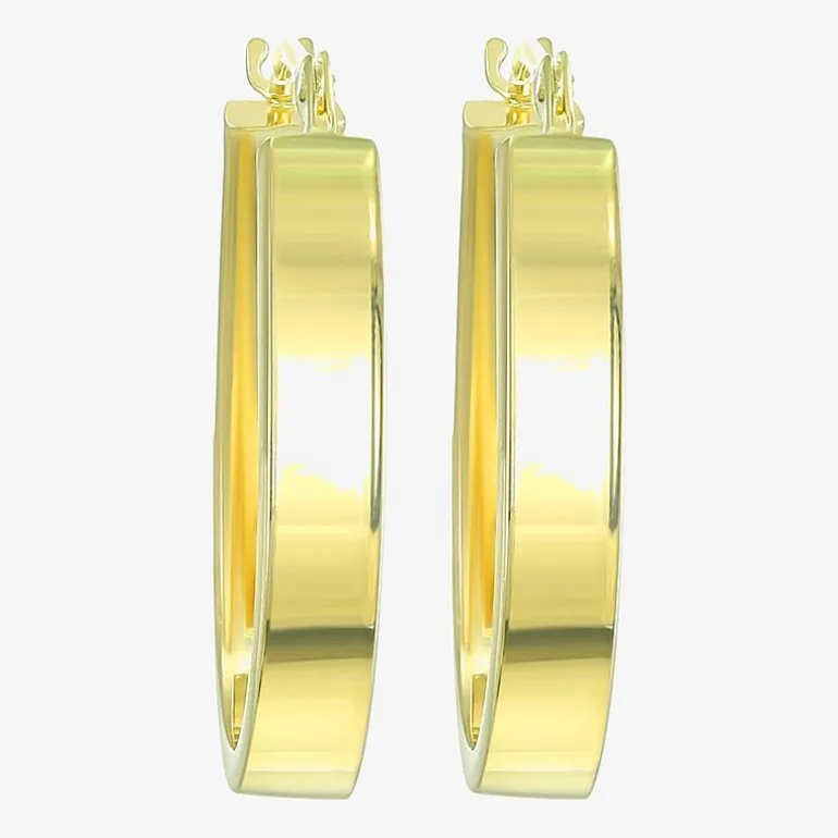 Womens 14K Gold 18mm Oval Hoop Earrings