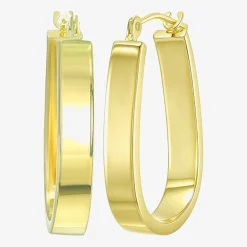 Womens 14K Gold 18mm Oval Hoop Earrings