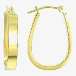 Womens 14K Gold 18mm Oval Hoop Earrings