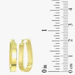 Womens 14K Gold 18mm Oval Hoop Earrings