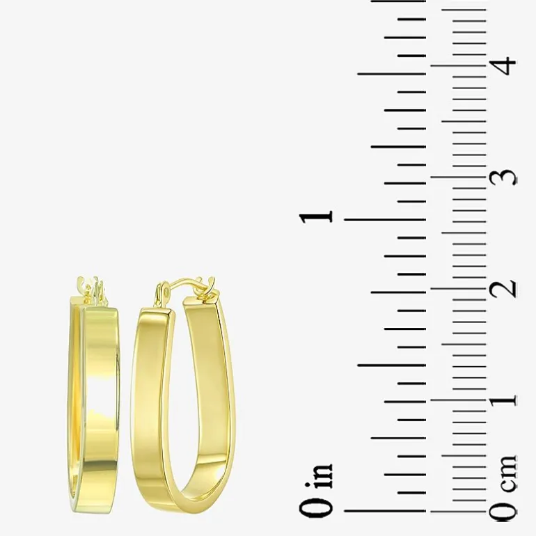 Womens 14K Gold 18mm Oval Hoop Earrings