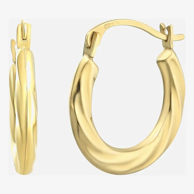 Womens 10K Gold 15mm Oval Hoop Earrings