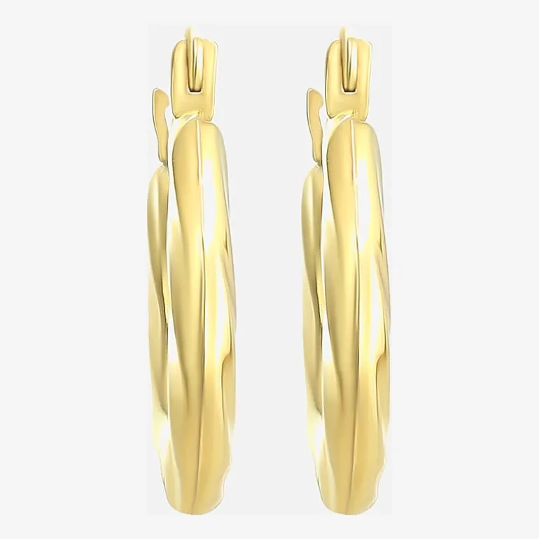 Womens 10K Gold 15mm Oval Hoop Earrings