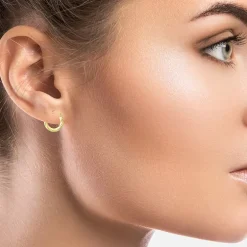 Womens 10K Gold 15mm Oval Hoop Earrings