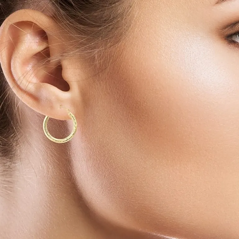 Womens 10K Gold 22mm Round Hoop Earrings
