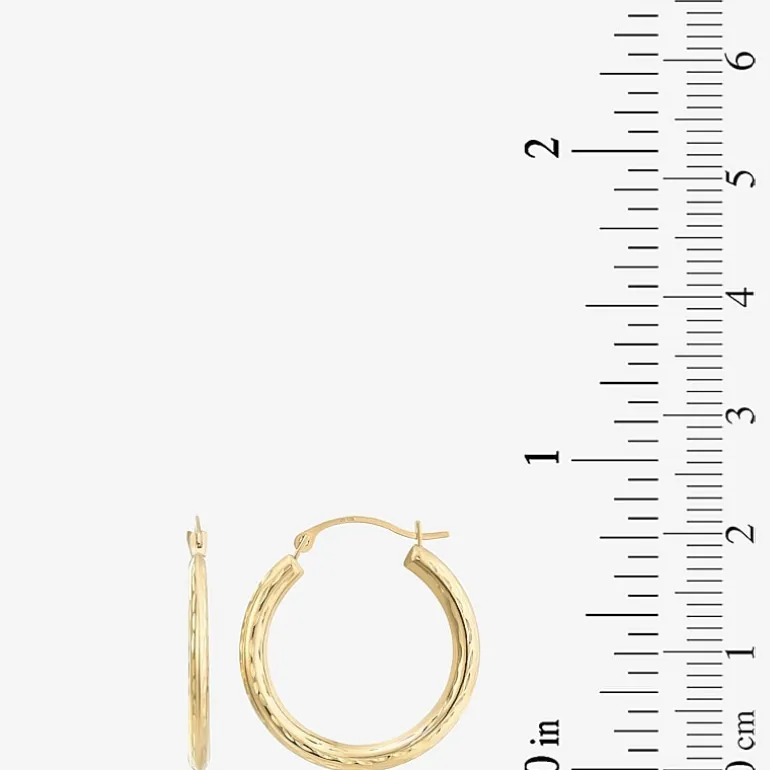 Womens 10K Gold 22mm Round Hoop Earrings