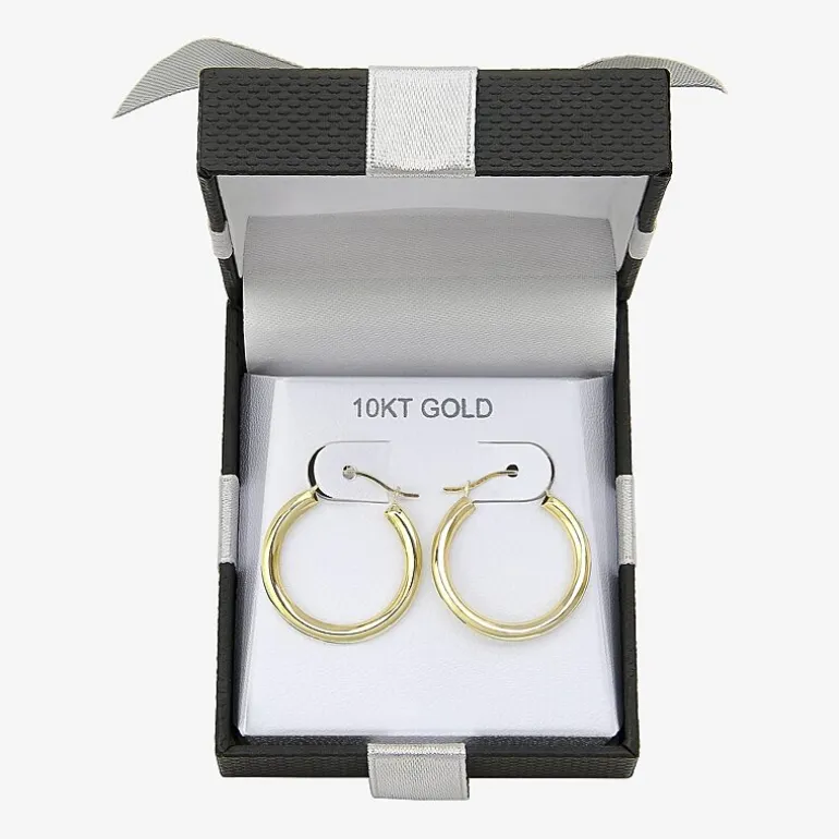 Womens 10K Gold 22mm Round Hoop Earrings