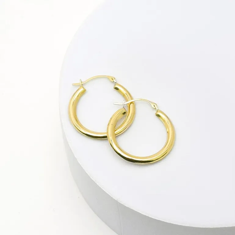 Womens 10K Gold 22mm Round Hoop Earrings