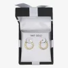 Womens 14K Gold 15mm Round Hoop Earrings