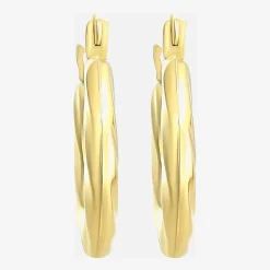 Womens 14K Gold 15mm Round Hoop Earrings