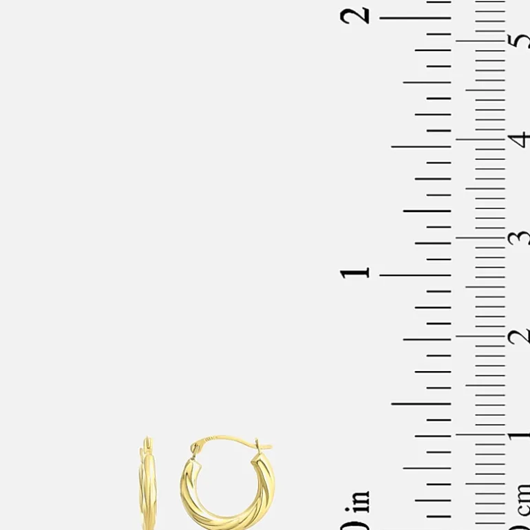 Womens 14K Gold 15mm Round Hoop Earrings