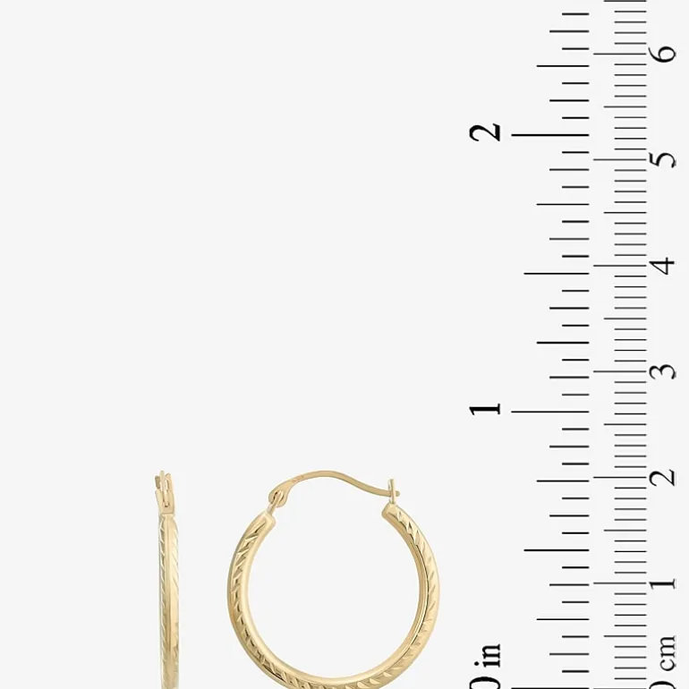 Womens 14K Gold 20mm Round Hoop Earrings