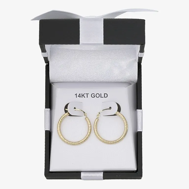 Womens 14K Gold 20mm Round Hoop Earrings